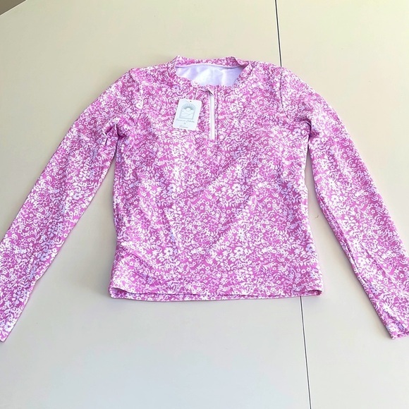 ❤️ 🆕 TAMNOON Floral  bathing suit rashguard Top Size S - Picture 2 of 5